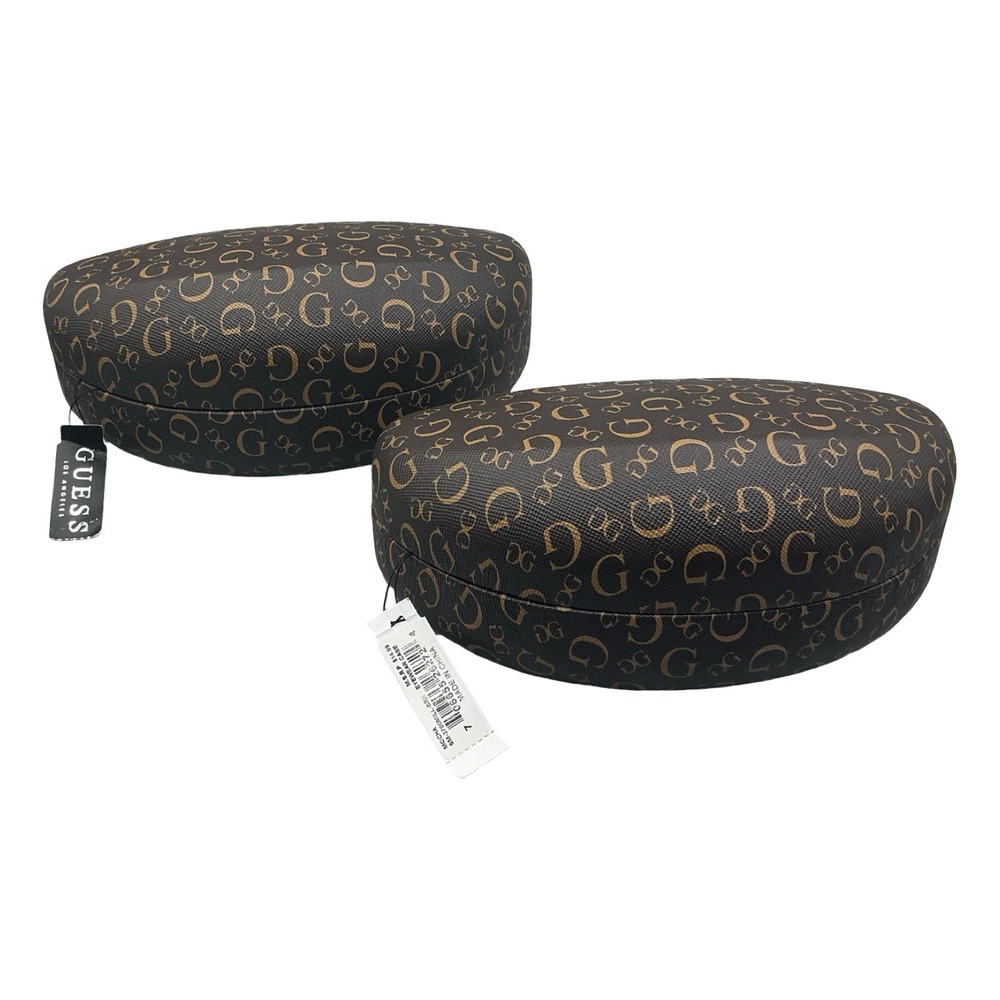 Lot of 2x GUESS Hard Clamshell Sunglasses Case Mocha Logo Print